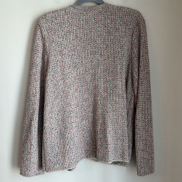 J. Jill Women Tweed Pink & Gray Cardigan Sweater blazer  Textured Multicolor MED - Picture 10 of 10